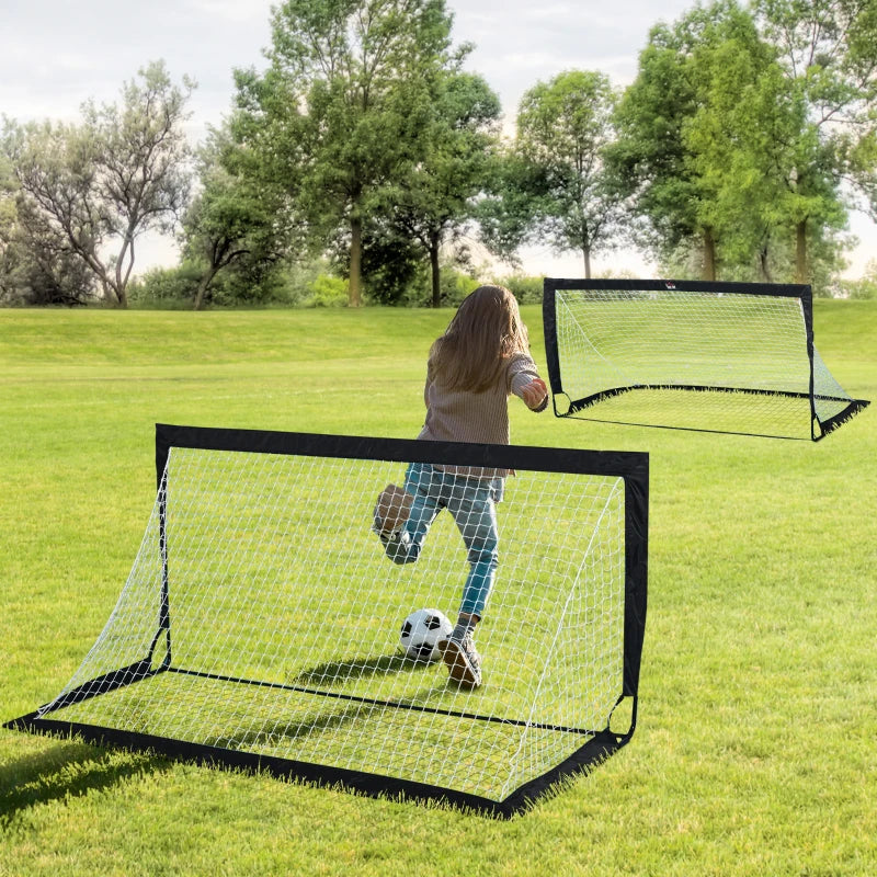 Black Foldable 6x3 ft Soccer Goal Net Set - 2 Pack