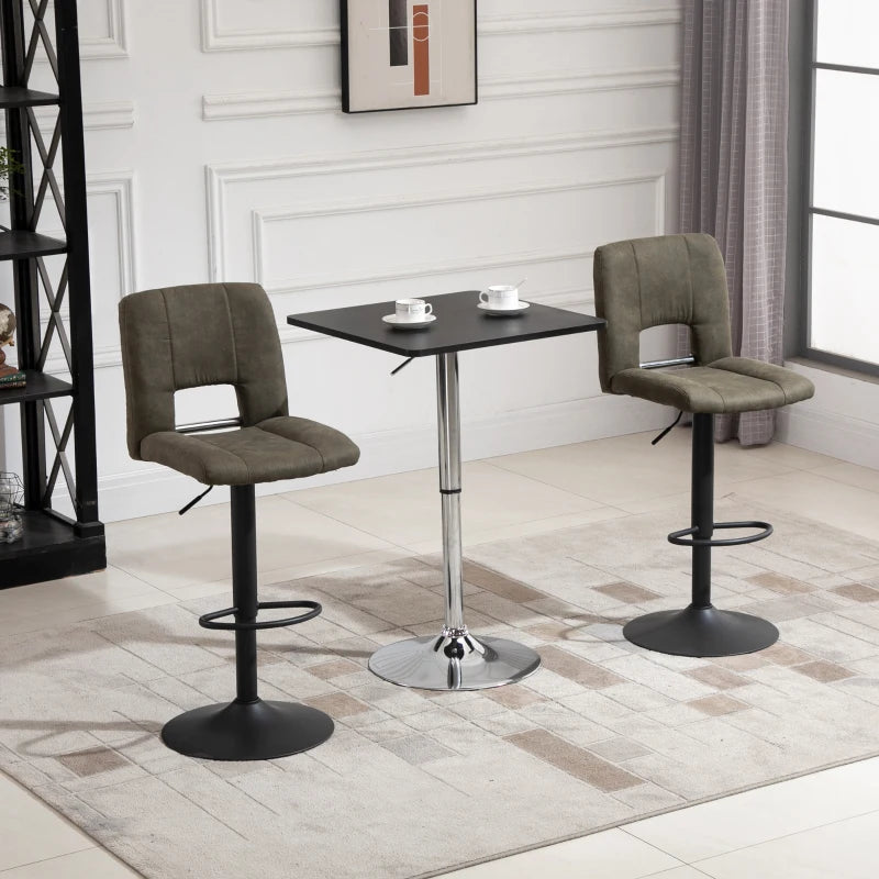 Modern Black and Silver Swivel Bar Table with Adjustable Height