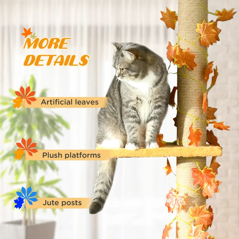 Adjustable Orange Cat Tree with Perches and Anti-Slip Kit