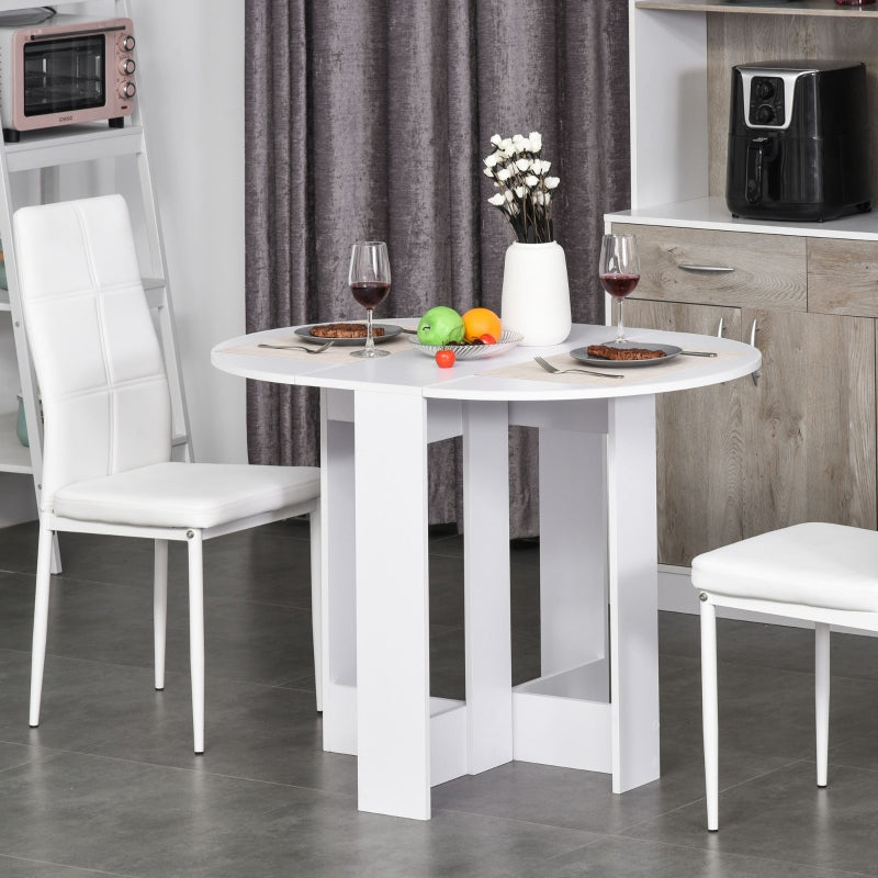 White Folding Drop Leaf Dining Table for Small Spaces