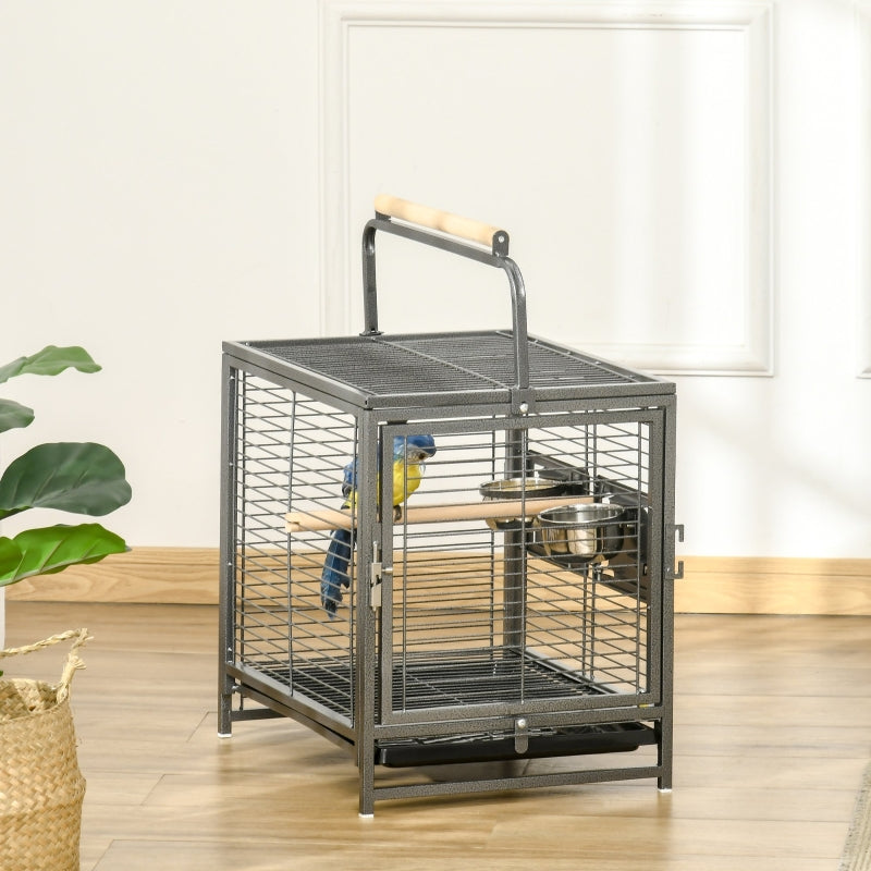 Portable Pet Bird Cage with Metal Handle - Blue