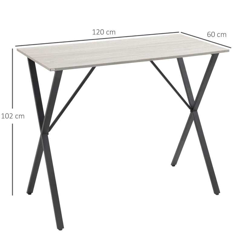 White 120cm Rectangular Bar Table with Wood Effect Top