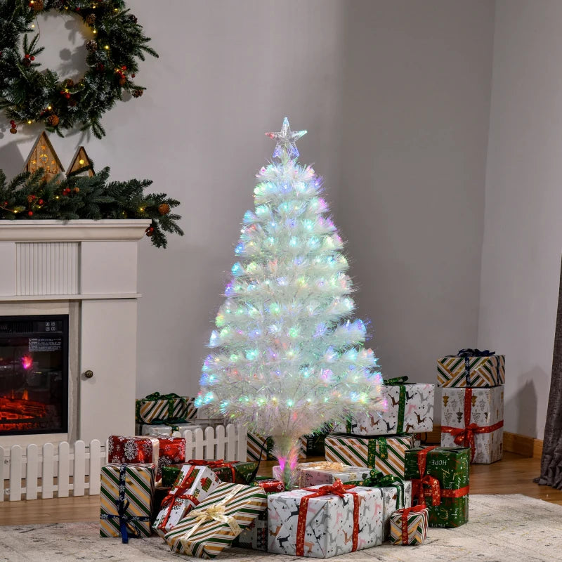 4ft White Fiber Optic LED Christmas Tree - Holiday Home Xmas Decor