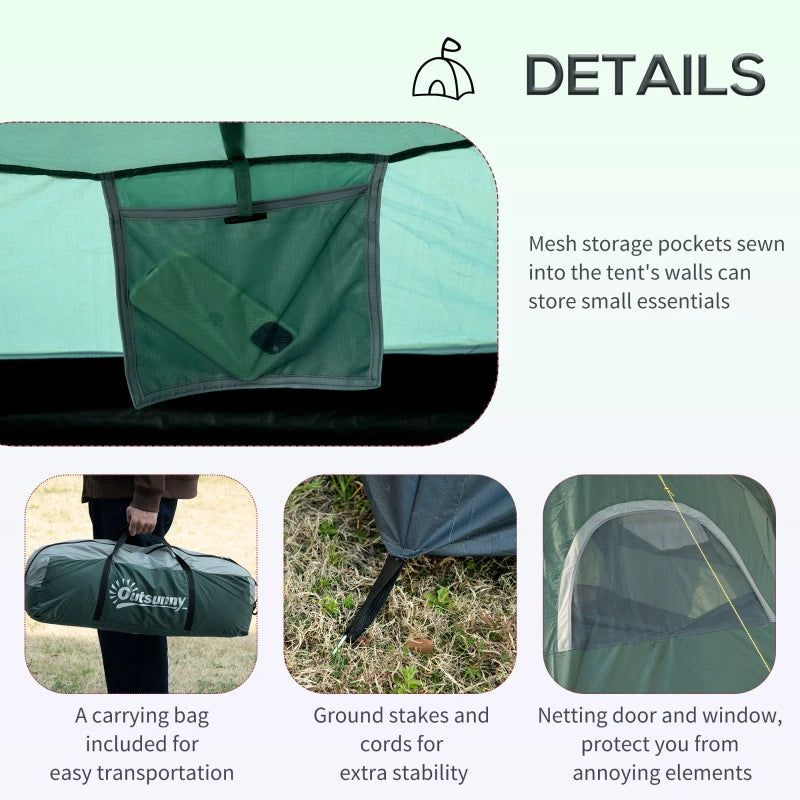 Dark Green 5-6 Person Dome Camping Tent UV Protection Water Resistant