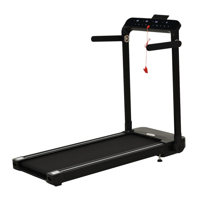 Compact Black Folding Treadmill, 1.85HP, 12KM/H Speed, LED Display