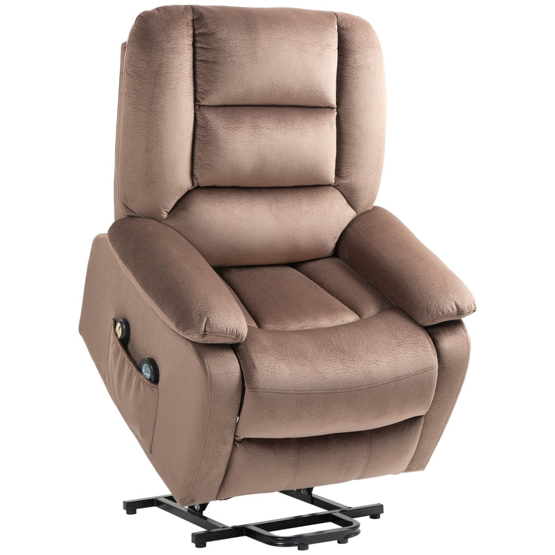 Brown Electric Massage Recliner Chair with Heat and Side Pocket