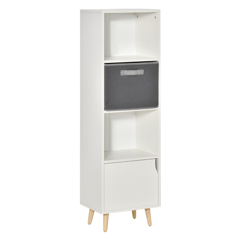 White Wooden 3 Tier Bookcase with Doors - Home Office Display Cabinet
