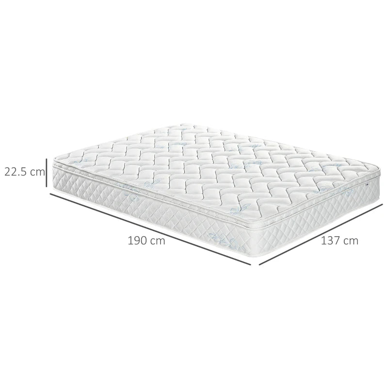White Pocket Sprung Double Mattress with Breathable Foam - 190x137x22.5cm