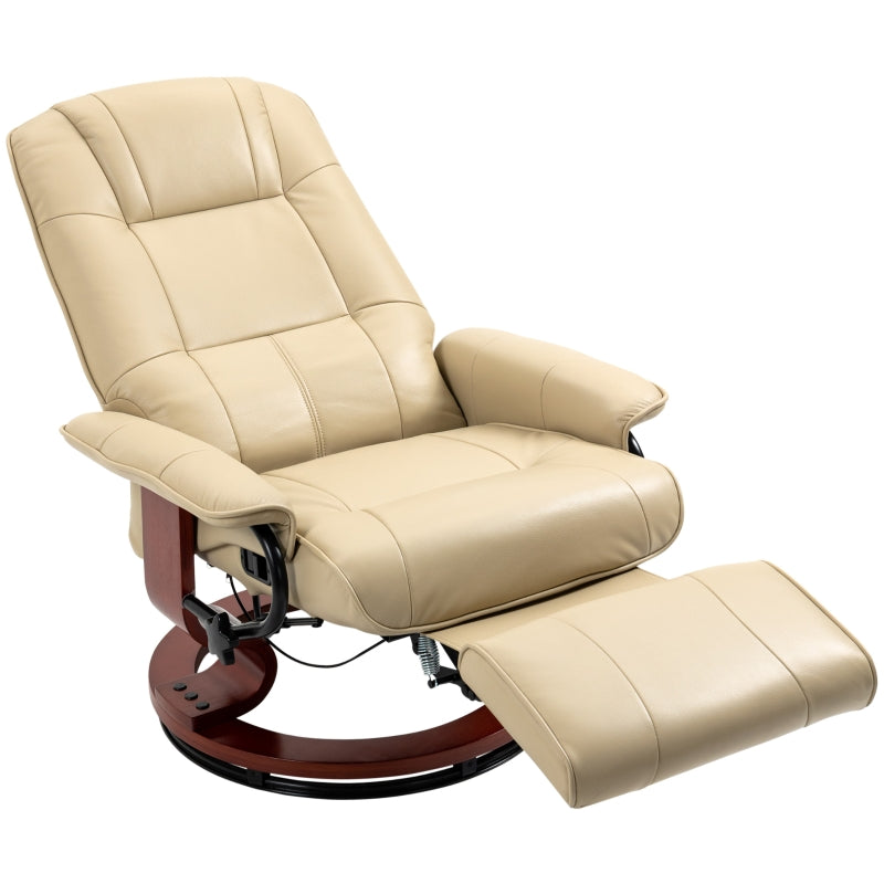 Cream Faux Leather Reclining Armchair with Footrest