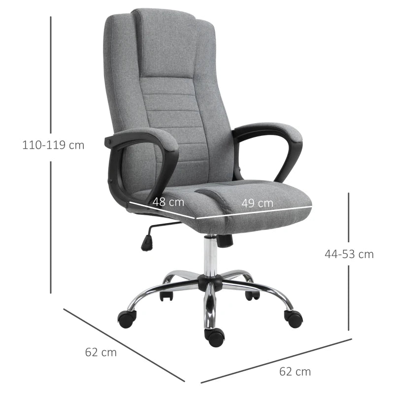 Grey Linen Swivel Office Chair with Adjustable Height