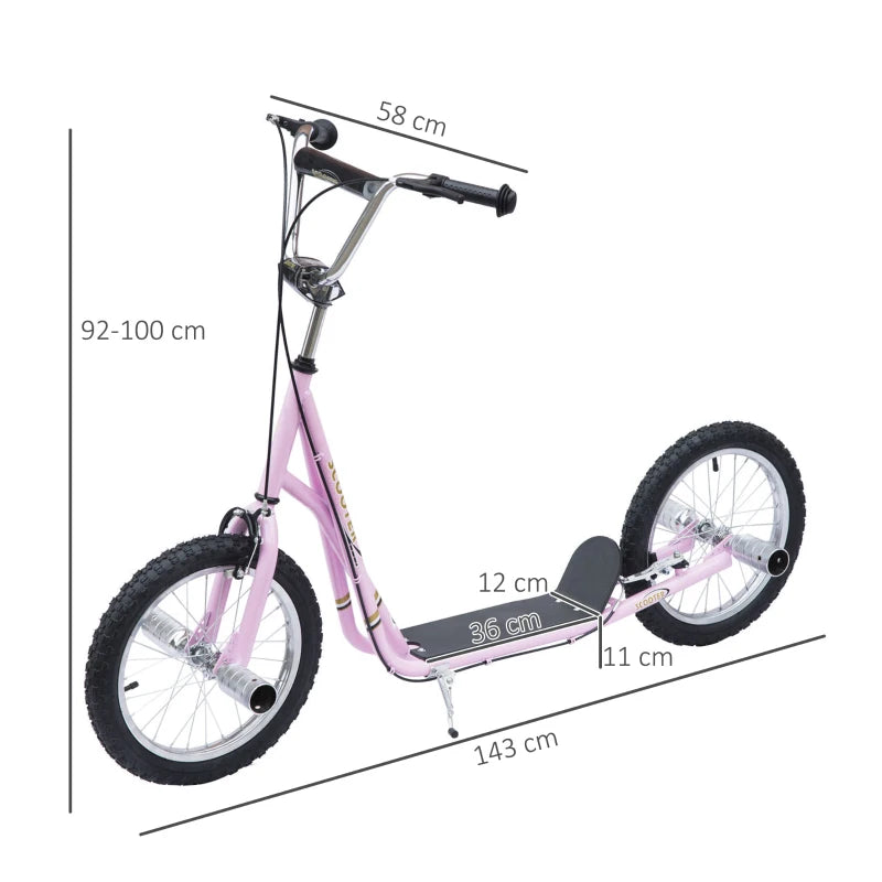 Kids Pink Stunt Scooter with Adjustable Handlebar and Dual Brakes