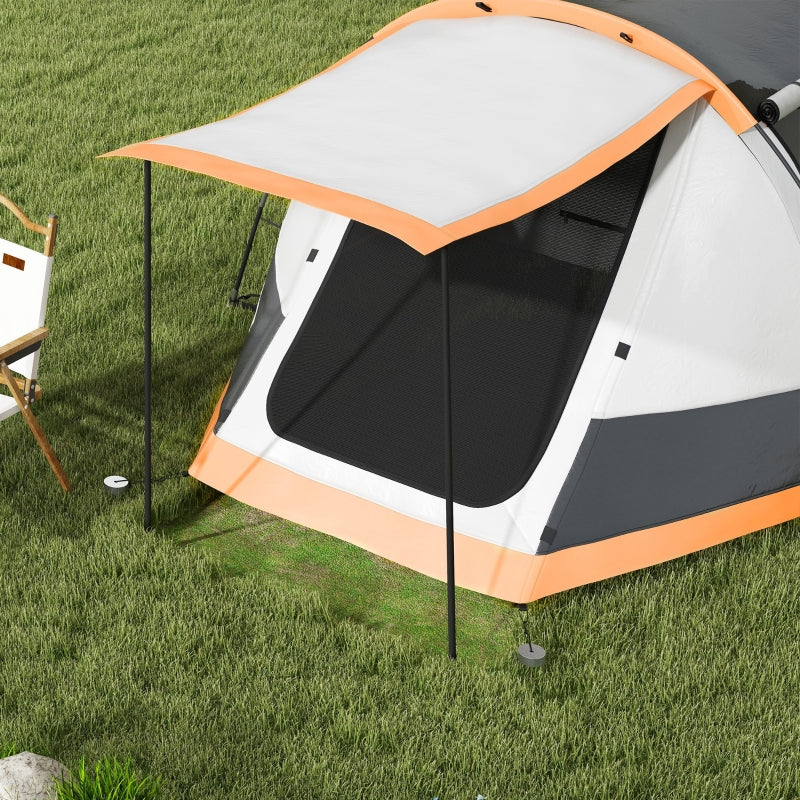 Orange 3-Person Camping Tent with 2 Rooms and Porch