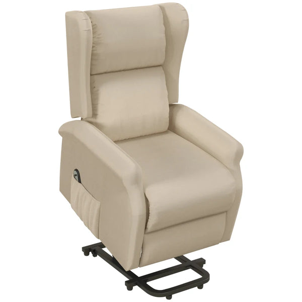 Beige Electric Recliner Armchair with Remote Control for Elderly