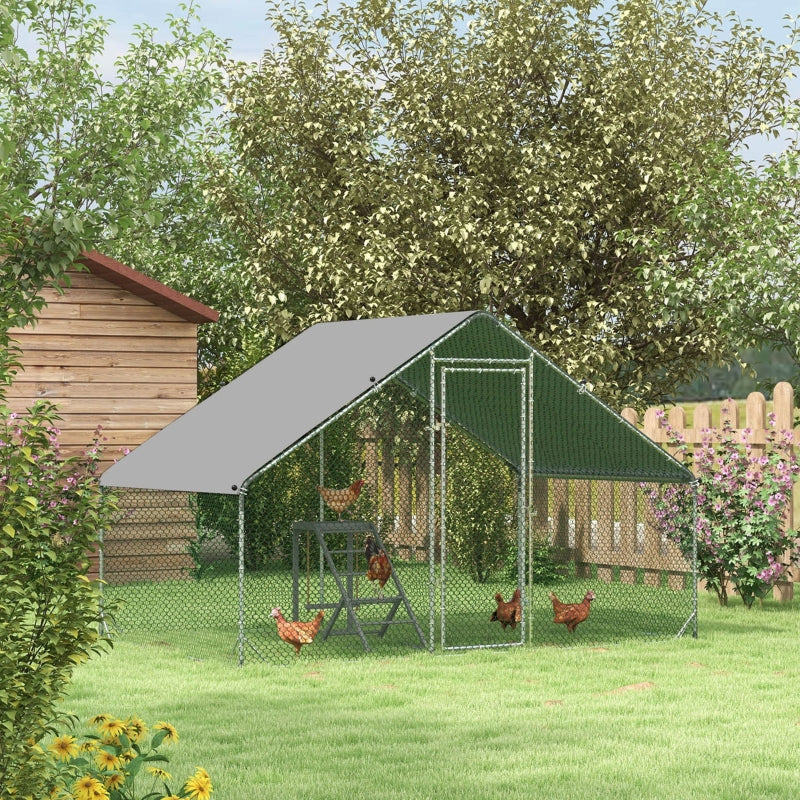 Galvanised Chicken Run with Water-Resistant Cover, 3x2x2m