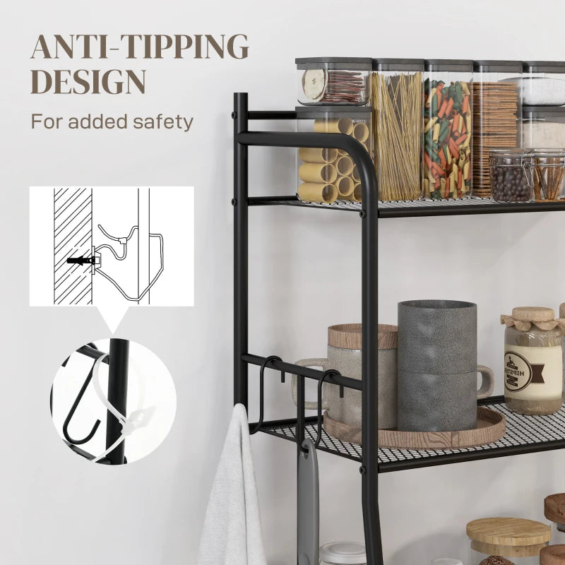 Black 5-Tier Steel Kitchen Shelving Unit