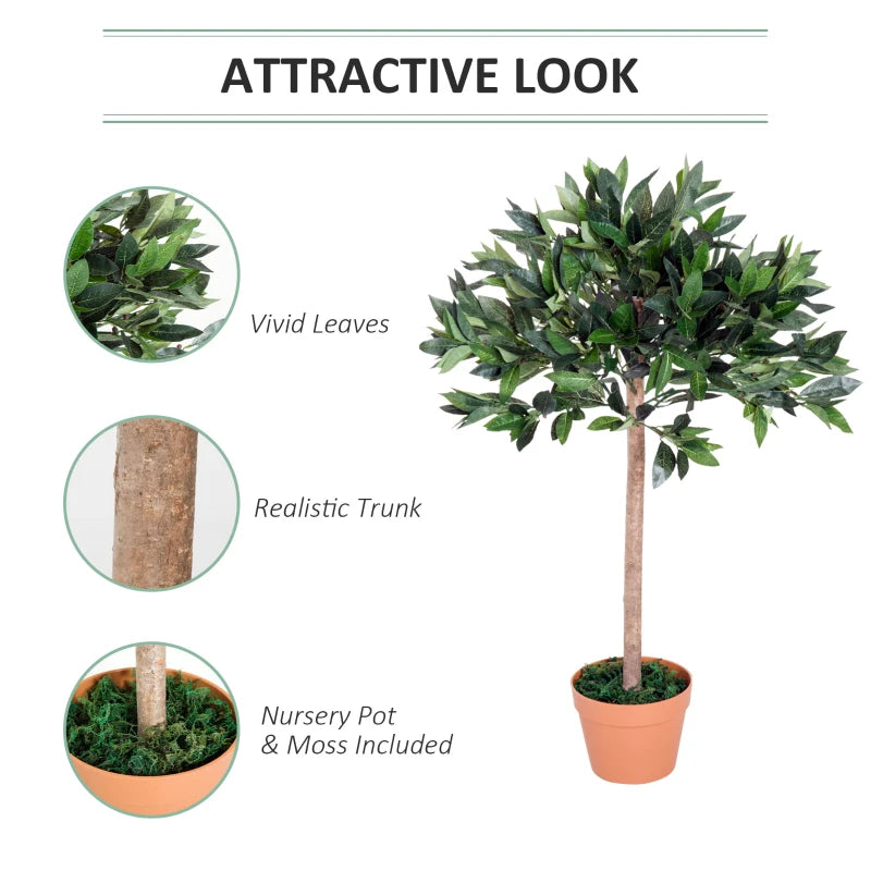 3ft Artificial Olive Tree Indoor Plant Greenery in Orange Pot Set of 2