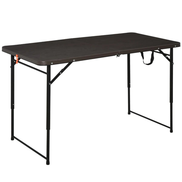 Portable Metal Picnic Table, 4FT, Black/Brown, 22x61x53/71.5 cm