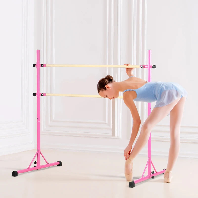 Adjustable Black Freestanding Ballet Barre with Non-slip Feet