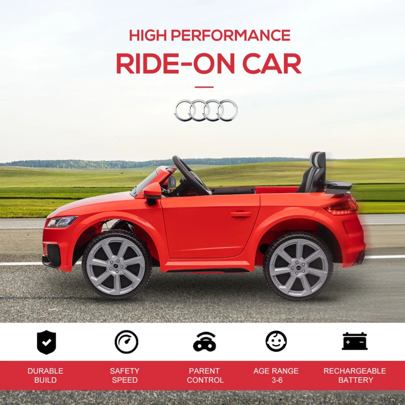 Red Audi TT Kids Ride-On Car with Remote Control and MP3 Player