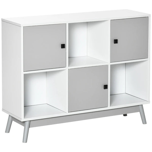 Grey 6-Cube Storage Cabinet with Doors for Dining & Living Room