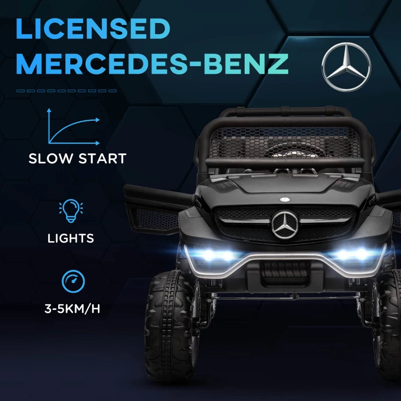 Black Kids Electric Ride-On Car with Remote Control - Mercedes-Benz Unimog Style