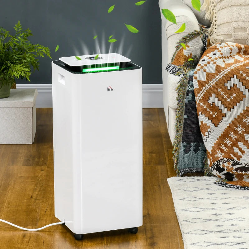 White Portable Dehumidifier with Air Purifier, 24H Timer, 5 Modes - 16L/Day