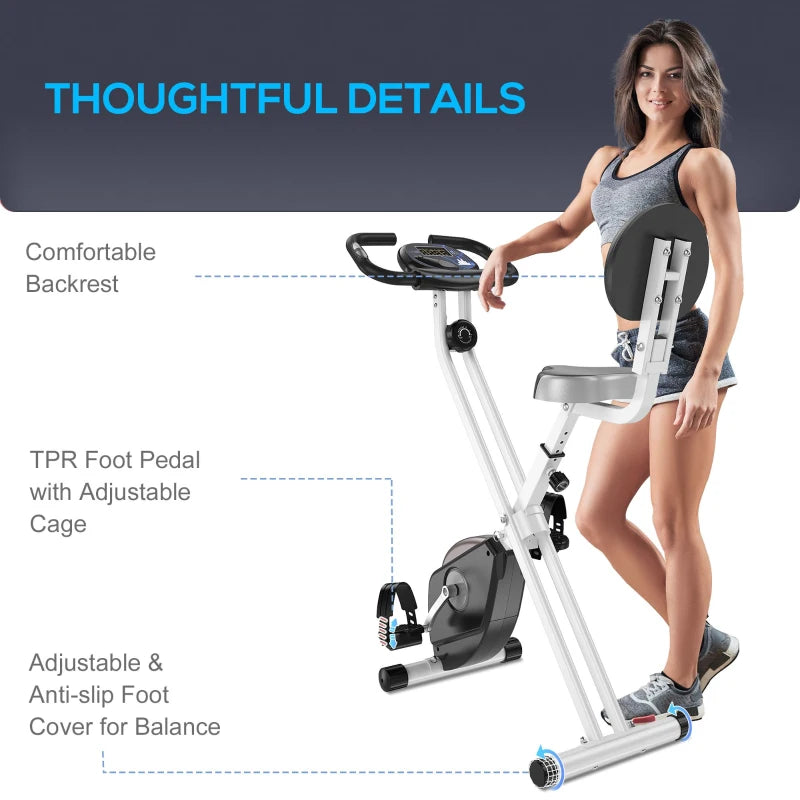 Foldable Indoor Exercise Bike with 8-Level Magnetic Resistance - Blue