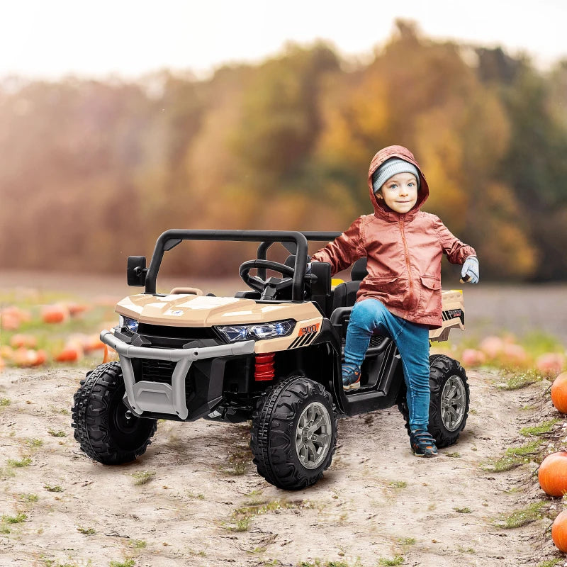 Yellow 12V Two-Seater Kids Electric Ride-On Car with Remote Control