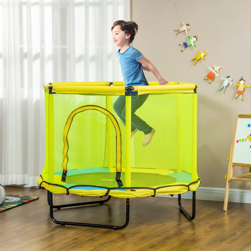 Yellow Kids Trampoline with Safety Net - 140cm, Ages 1-6