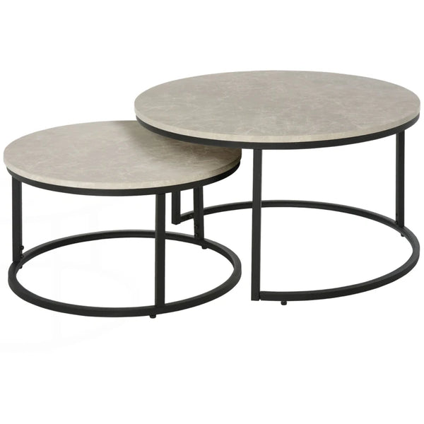 Modern Black Steel Nesting Coffee Tables Set