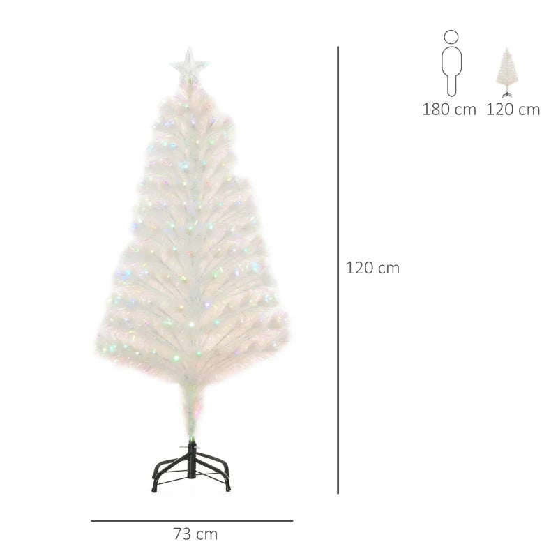 4ft White Fiber Optic LED Christmas Tree - Holiday Home Xmas Decor