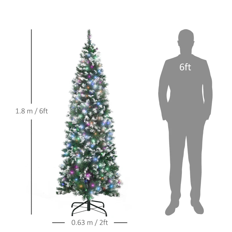 6FT Tall Pre-lit Slim Green Christmas Tree with 300 LED Lights