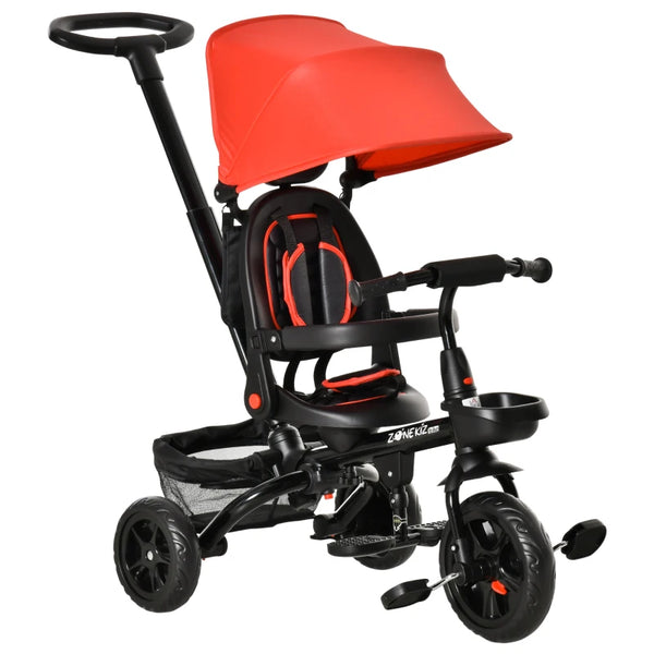 Red 4-in-1 Kids Trike with Adjustable Seat & Canopy