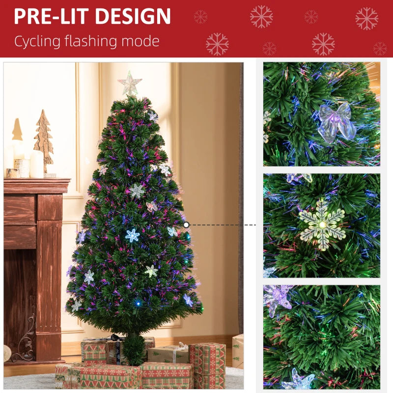 5FT Green Fiber Optic LED Christmas Tree - Holiday Home Xmas Decoration