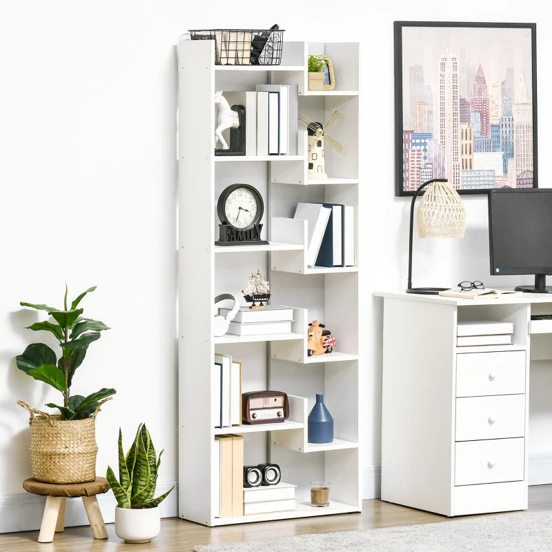 White 6-Tier Freestanding Bookshelf with 11 Open Shelves