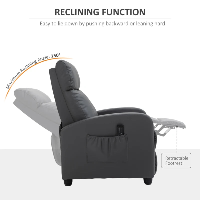 Grey Massage Recliner Armchair with Adjustable Leg Rest