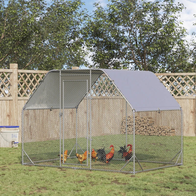 Large Outdoor Chicken Run with Roof, 4-6 Chickens, Hen House, Duck Pen - Green