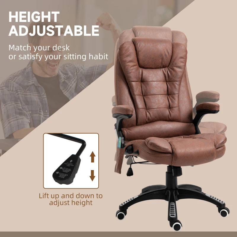 Brown Heated Massage Recliner Chair with 6 Massage Points