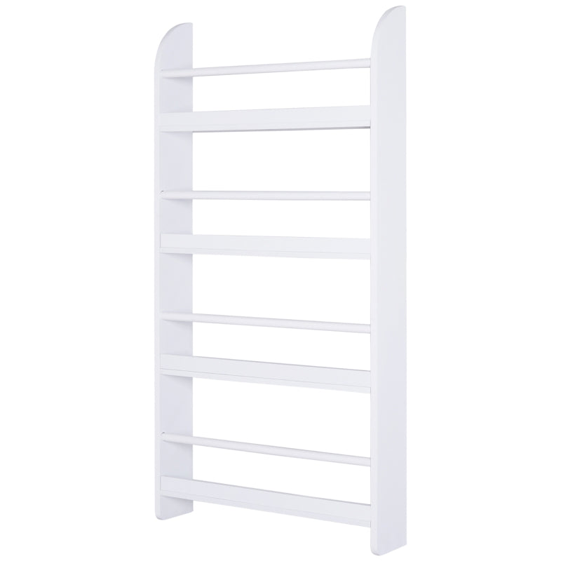 Wooden 4-Tier Wall Magazine Rack Shelf - White