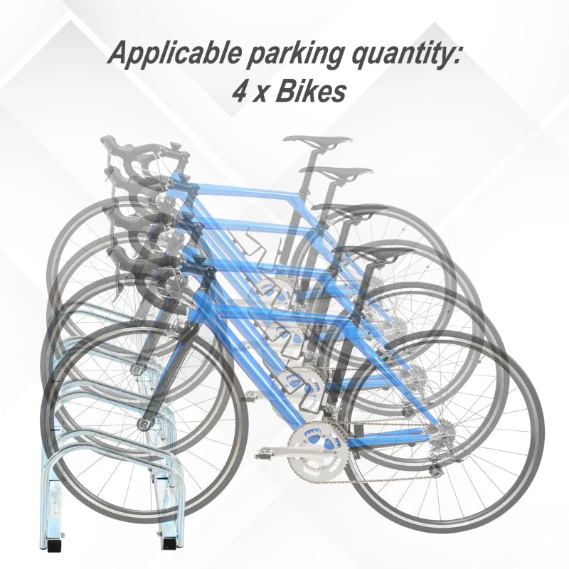 Silver Bike Storage Rack (4 Racks) - Floor/Wall Mount Bicycle Stand