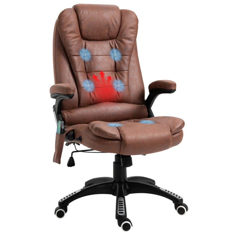 Brown Heated Massage Recliner Chair with 6 Massage Points