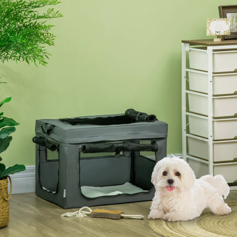 Grey Pet Carrier with Cushion for Miniature Dogs - 60cm