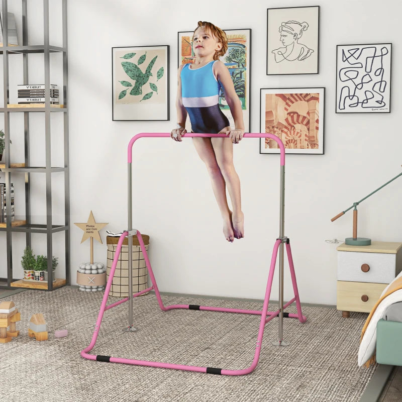 Adjustable Pink Kids Gymnastic Bar