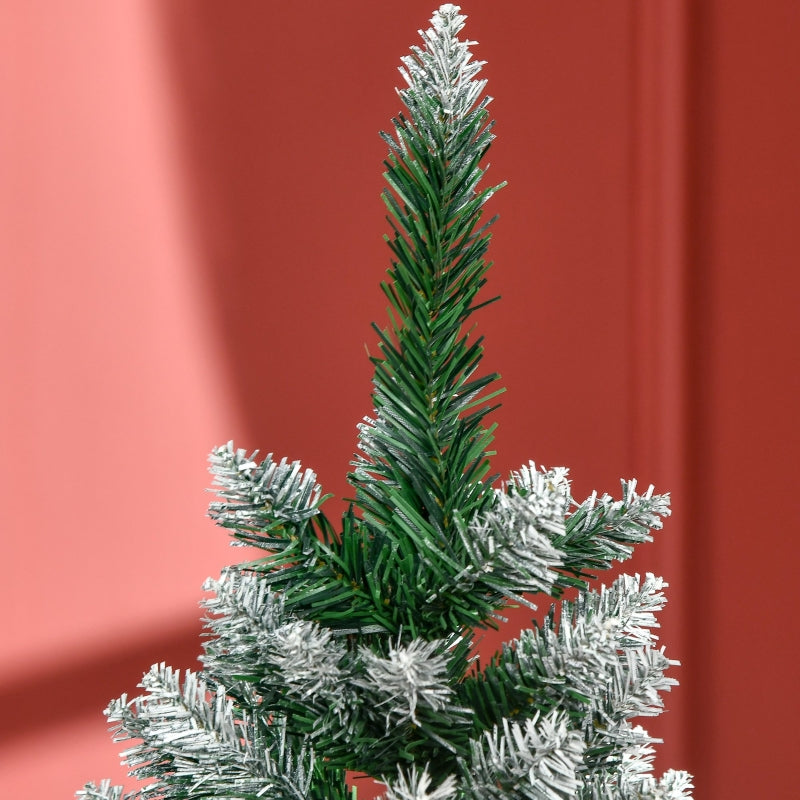 5ft Realistic Green and White Snow Artificial Christmas Tree with Pine Cones