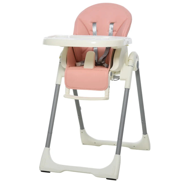 Foldable Pink PU Highchair for Babies