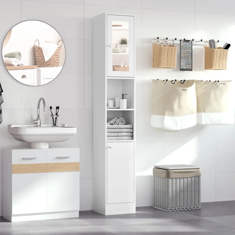 White Bathroom Mirror Cabinet with Adjustable Shelves