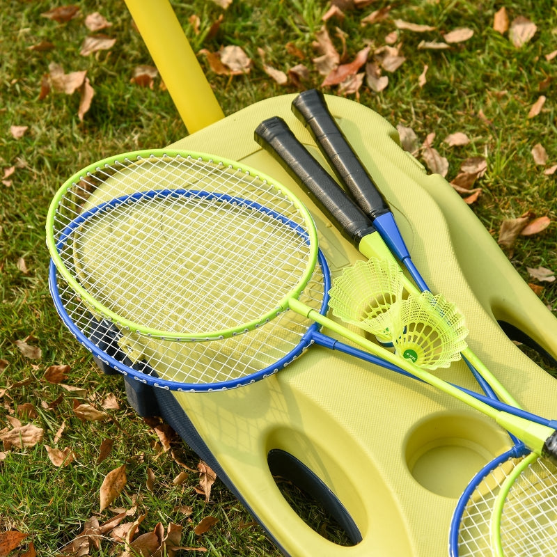 Portable Folding Badminton Set with Rackets and Shuttlecocks - Blue