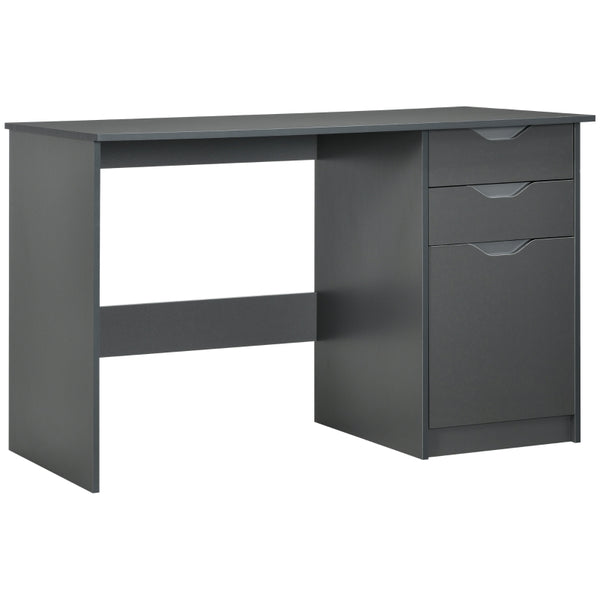 Grey High Gloss Computer Desk with Drawers and Storage Cabinet, 120x60cm