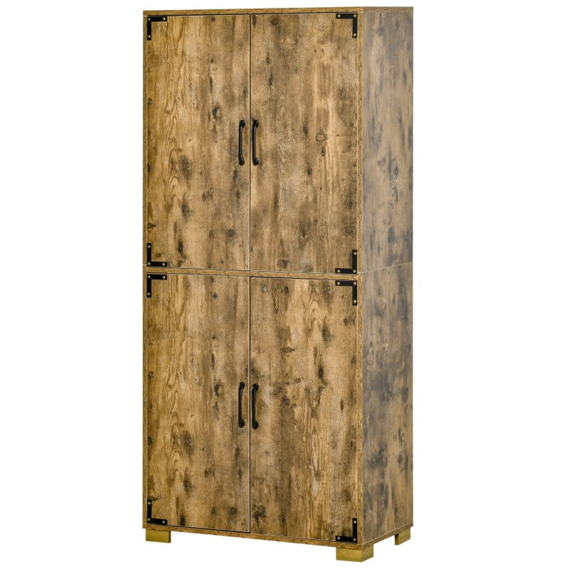 Rustic Wood 4-Door Farmhouse Cabinet with Shelves