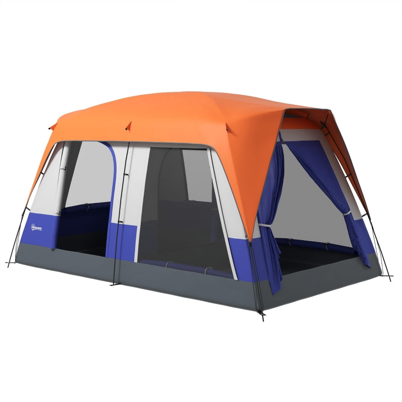 Orange 7-Person Camping Tent with Rainfly & Accessories